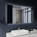 55X30 In Led Bathroom Mirror, 8000K Vanity Mirror With Lights, Ip54 Waterproof Aluminum Alloy Sealing Bathroom Mirrors For Wall Mounted, Float Glass Cri90 Silver Glass