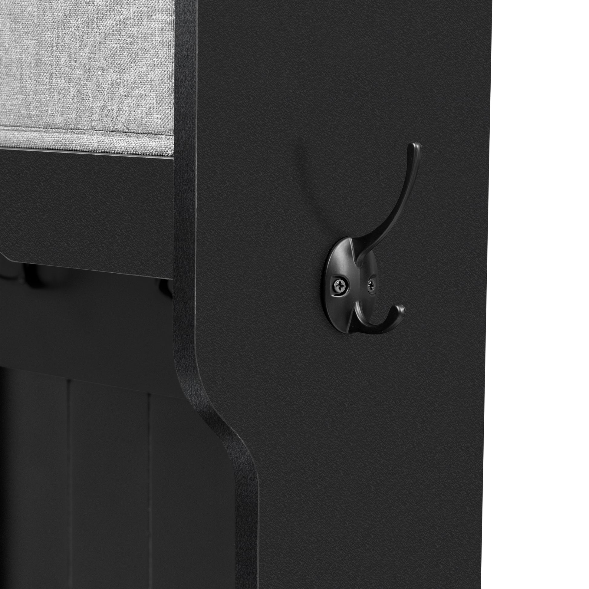 Hall Tree With 6 Hooks And Hinged Lid, Coat Hanger, Entryway Bench, Storage Bench, 3 In 1 Design, 69Inch, For Entrance, Hallway Black Mdf