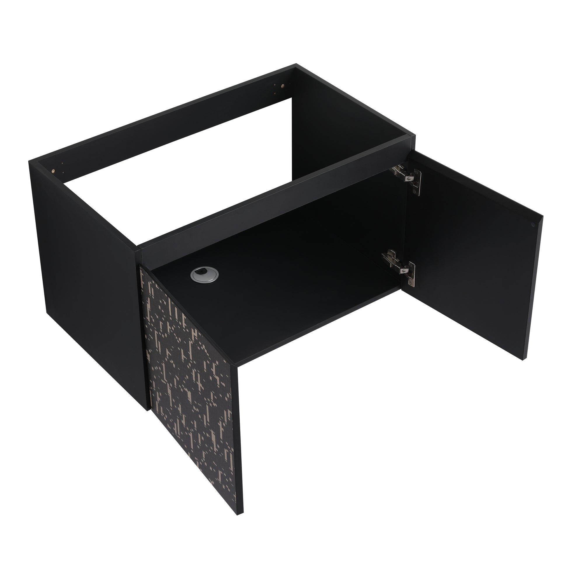 30'' Floating Wall Mounted Bathroom Vanity With Ceramics Sink & Soft Close Cabinet Door, Kd Package Black Bathroom Modern Plywood