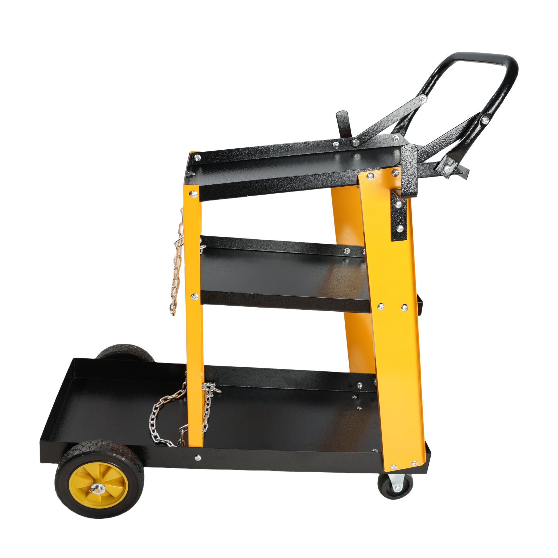 Multi Function 3 Tier Welding Cart. Gas Bottle And Accessory Storage.Welding Heavy Duty Cart For Tig Mig Welder And Plasma Cutter With Upgrade Handles And Increase Storage Space Tank Storage Yellow Black Garden & Outdoor Iron