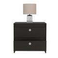 Lily Nightstand, Two Drawers Black 2 Drawers Bedroom Bedside Cabinet Contemporary Storage Melamine Engineered Wood