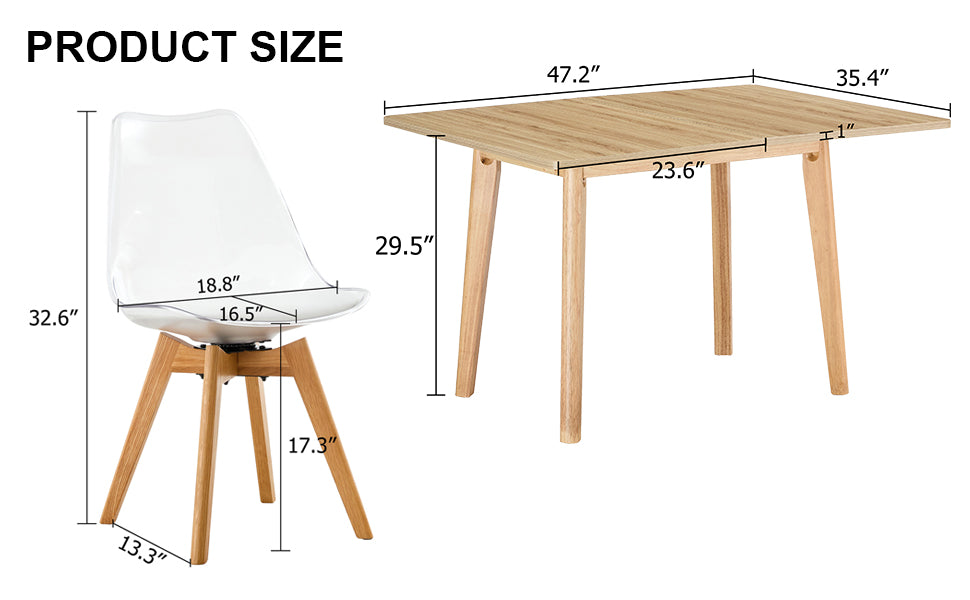 Wood Colored Mfc Desktop With Rubber Wooden Legs, Foldable Computer Desk, Foldable Office Desk, 4 Modern Chairs Can Rotate 360 Degrees,The Seat Cushion Is Made Of Pu Material. Zd 1545 C 1162 Wood Wood