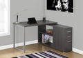 Computer Desk, Home Office, Corner, Left, Right Set Up, Storage Drawers, L Shape, Work, Laptop, Grey Laminate, Metal, Contemporary, Modern Grey Particle Board