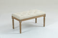 Traditional Rectangle Tufted Ottoman Bench In Beige Linen Look Fabric, For The Living Room And Bedroom Beige Rubber Wood