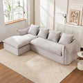Sofa Deep Seat Sofa 3 Seater For Living Room Oversized Comfy Sofa L Shape Sofa Couch With Chaise Home Furniture Sleeper Sectional Sofa For Apartment, Office Left Hand Facing Grey Foam 3 Seat
