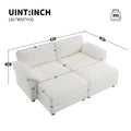 Free Combination Modular Convertible Sectional Sofa Bed Set, 4 Seat Upholstered Sleeper Corner Couch, Deep Seat Loveseat With Ottoman For Living Room, Office, Apartment,2 Colors White Chenille 4 Seat