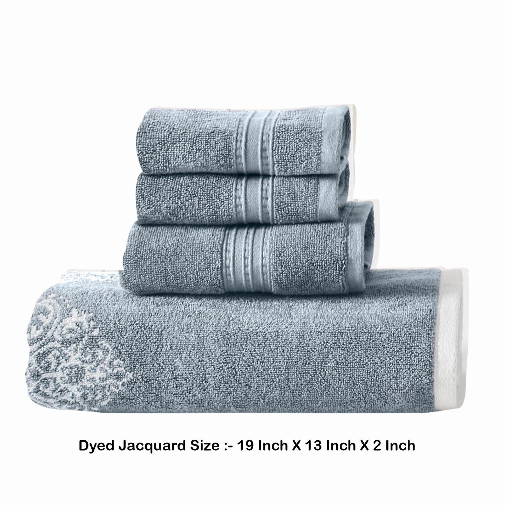 Eula Modern 6 Piece Cotton Towel Set, Stylish Da Pattern, Slate Blue Blue Cotton