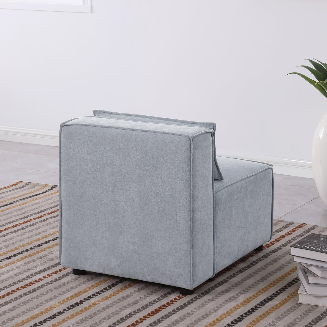 Modular Sofa Grayish Blue Chenille Fabric, Simple And Grand, The Seat And Back Is Very Soft. This Is Also A Knock Down Sofa Wood Primary Living Space Medium Duty Eucalyptus 1 Seat Grayish Blue Chenille Medium Soft Cushion Back American Design L Shaped