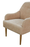 Chenille Armchair, Modern Style Accent Chair With Wood Legs, Comfy Design For Living Room, Bedroom, Office,Beige Beige Foam Wood Fabric