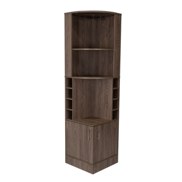 Syrah Corner Bar Cabinet, Two External Shelves Brown Primary Living Space Modern Shelves Included Particle Board