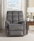 Grey Power Lift Recliner With Massage Grey Velvet Power Push Button Metal Primary Living Space Tight Back Push Button Pillow Top Arms Wood Fabric
