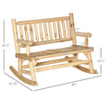 Outsunny 2 Person Wood Rocking Chair With Log Design, Heavy Duty Loveseat With Wide Curved Seats For Patio, Backyard, Garden, Natural Natural Wood Wood
