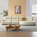 147.24'' Oversied Modern Sectional Curved Shaped Sofa Couch For Living Room,Upholstered 5 Seat Sofa Eco Leather Couch Set,Beige Beige Foam 5 Seat