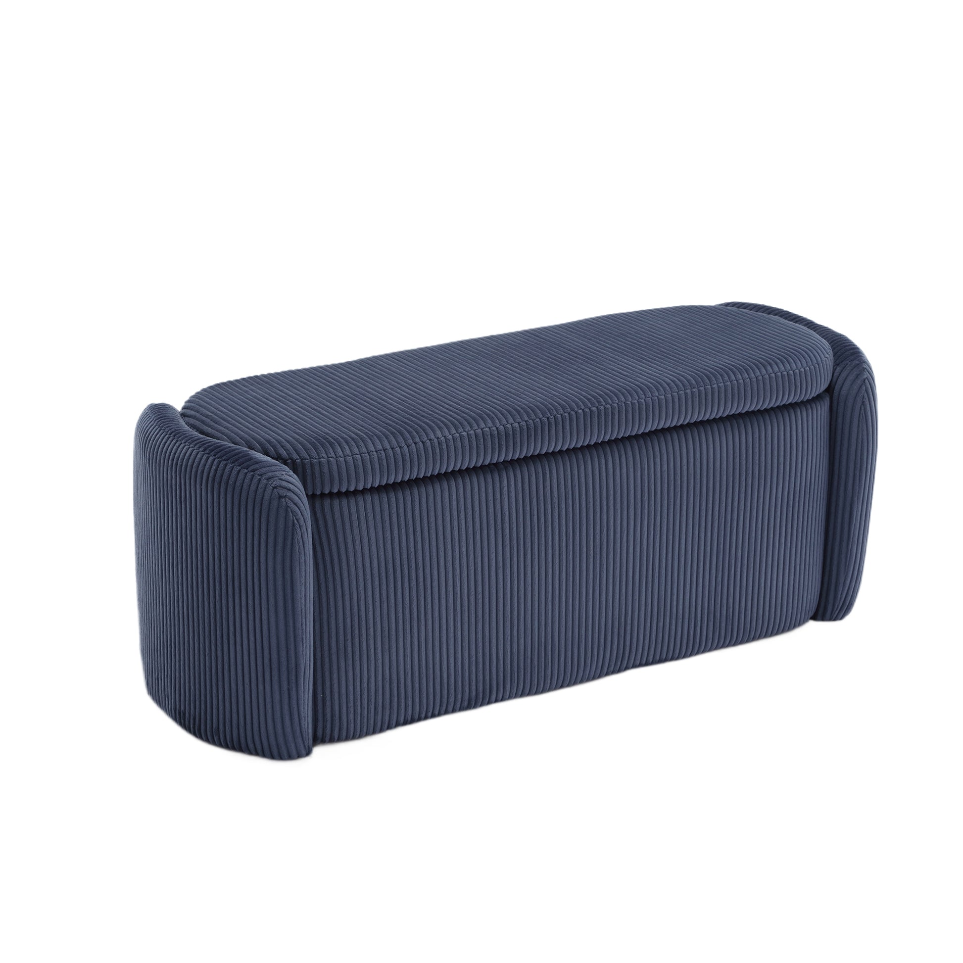 Coolmore Storage Ottoman,Bedroom End Bench,Upholstered Fabric Storage Ottoman With Safety Hinge, Entryway Padded Footstool, Ottoman Bench For Living Room & Bedroom Navy Navy Primary Living Space Foam Corduroy