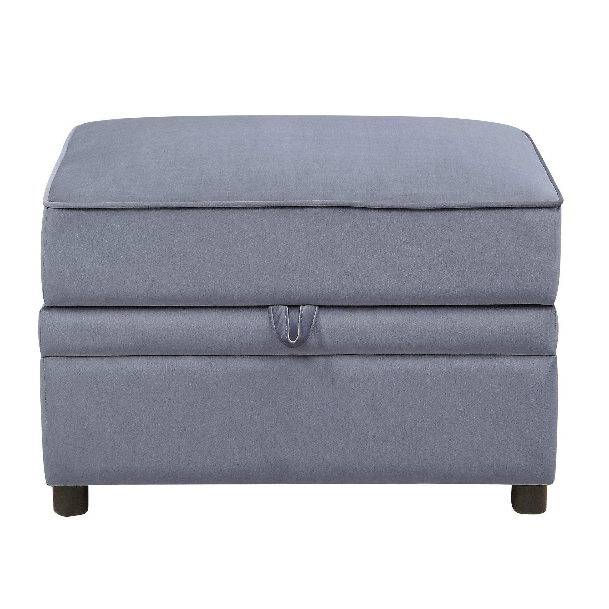 Grey Rectangle Storage Ottoman Wood Primary Living Space Grey Solid Pine With Storage Grey Velvet Backless Luxury Rectangle Armless Foam Velvet