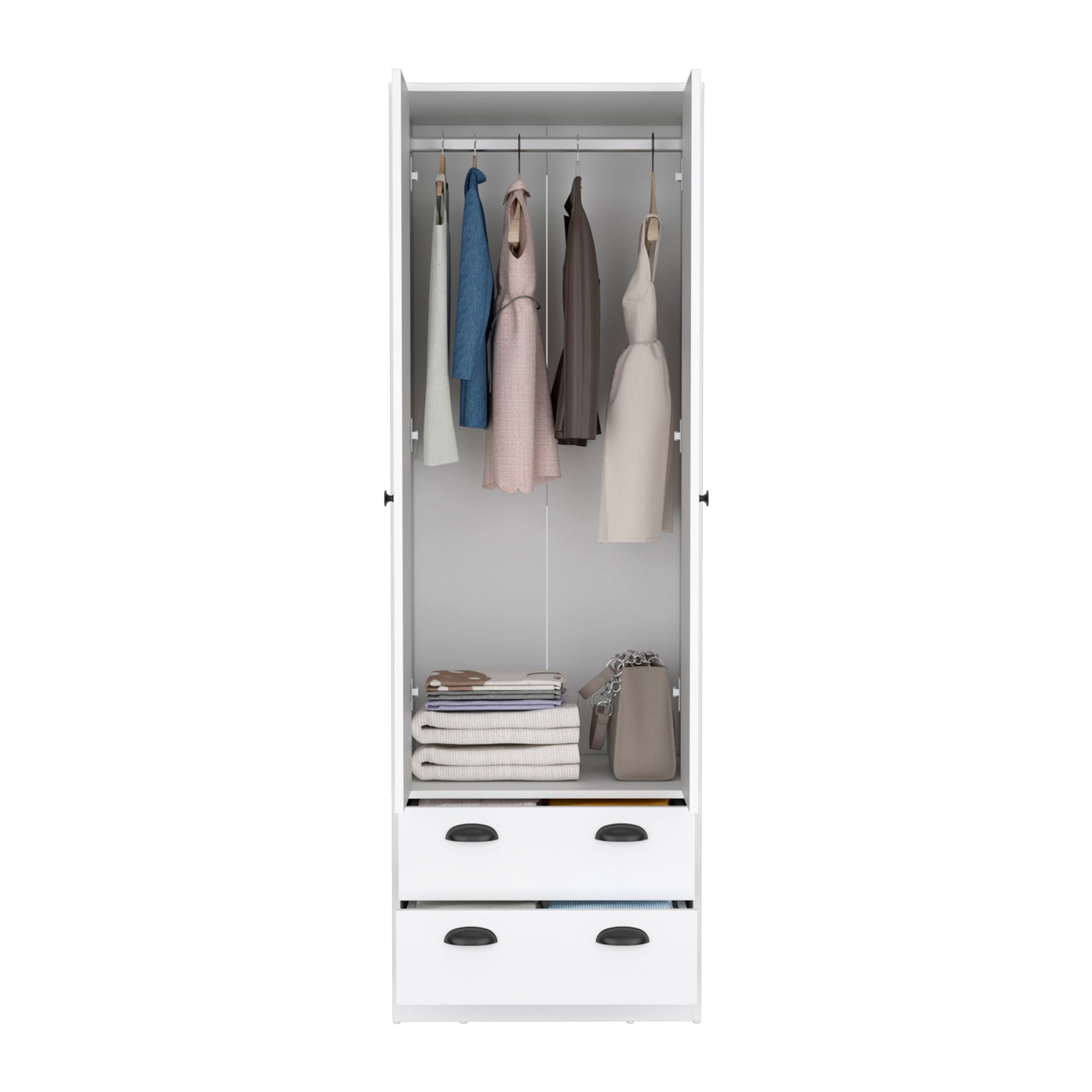 St Monans Armoire With Double Door And 2 Drawers White Bedroom Modern Particle Board