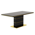 Mdf Dining Table,Panel Stainless Steel Polished Gold Plated Bar, Need To Hit Copper Nails,Table Size: 62.99