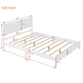 Queen Size Wood Platform Bed Frame, Retro Style Bed With Rectangular Headboard,No Need Box Spring,White Queen White Wood