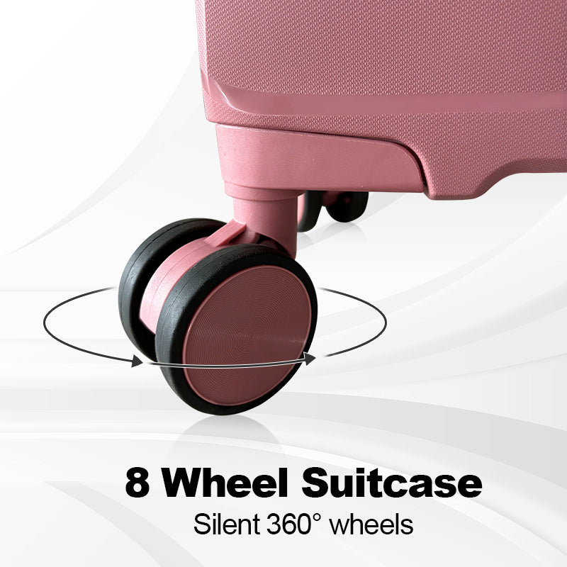 Hardside Luggage Sets 3 Pieces, Expandable Luggages Spinner Suitcase With Tsa Lock Lightweight Carry On Luggage 20Inch 24Inch 28Inch Rose Gold Polypropylene