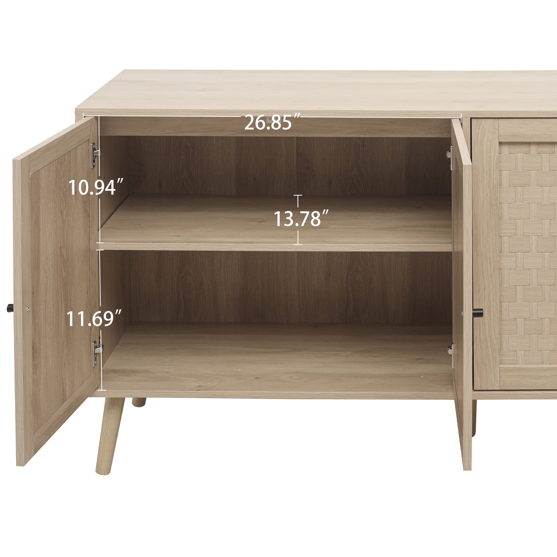 4 Door Accent Cabinet Sideboard Buffet Storage Cabinet With Adjustable Shelf For Entryway Living Room Bedroom Natural Mdf