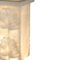 Polyresin Pedestal With Embossed Leaf Design, Cream Cream Polyresin