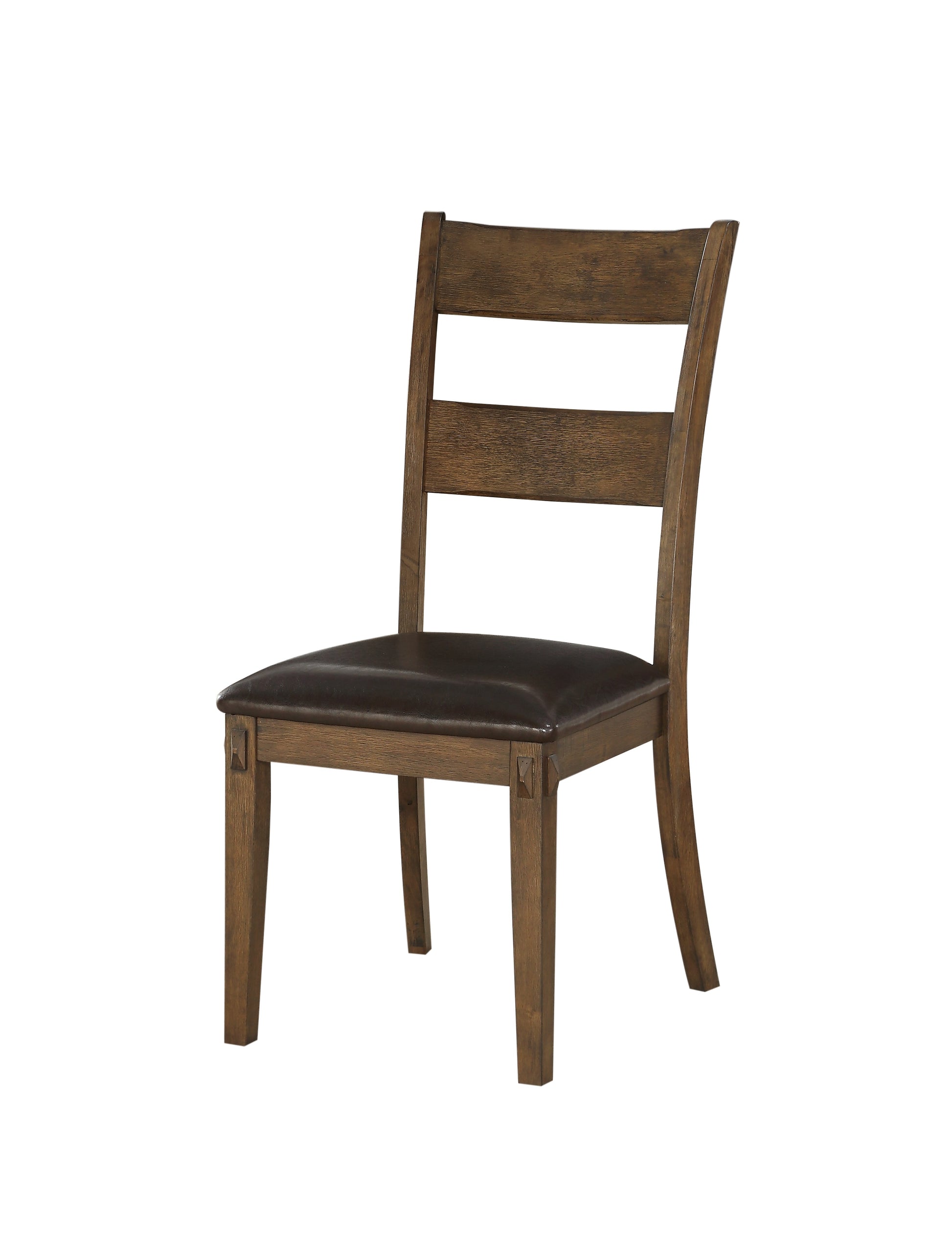 Wooden Side Chairs Withpadded Seat And Panelled Back, Set Of Two, Brown Brown Wood Fabric