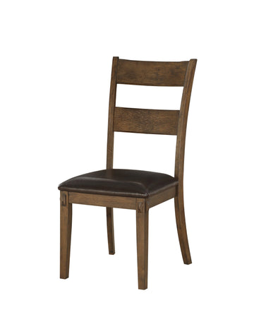 Wooden Side Chairs Withpadded Seat And Panelled Back, Set Of Two, Brown Brown Wood Fabric