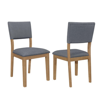 Set Of 2 Blue Fabric Upholstered Dining Chairs, Brown Solid Blue,Brown Dining Room Rectangular Dining Chairs Set Of 2 Fabric,Mdf