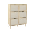 Rattan 6 Door Shoe Rack, Freestanding Modern Shoe Storage Cabinet, For Entryway Natural Particle Board