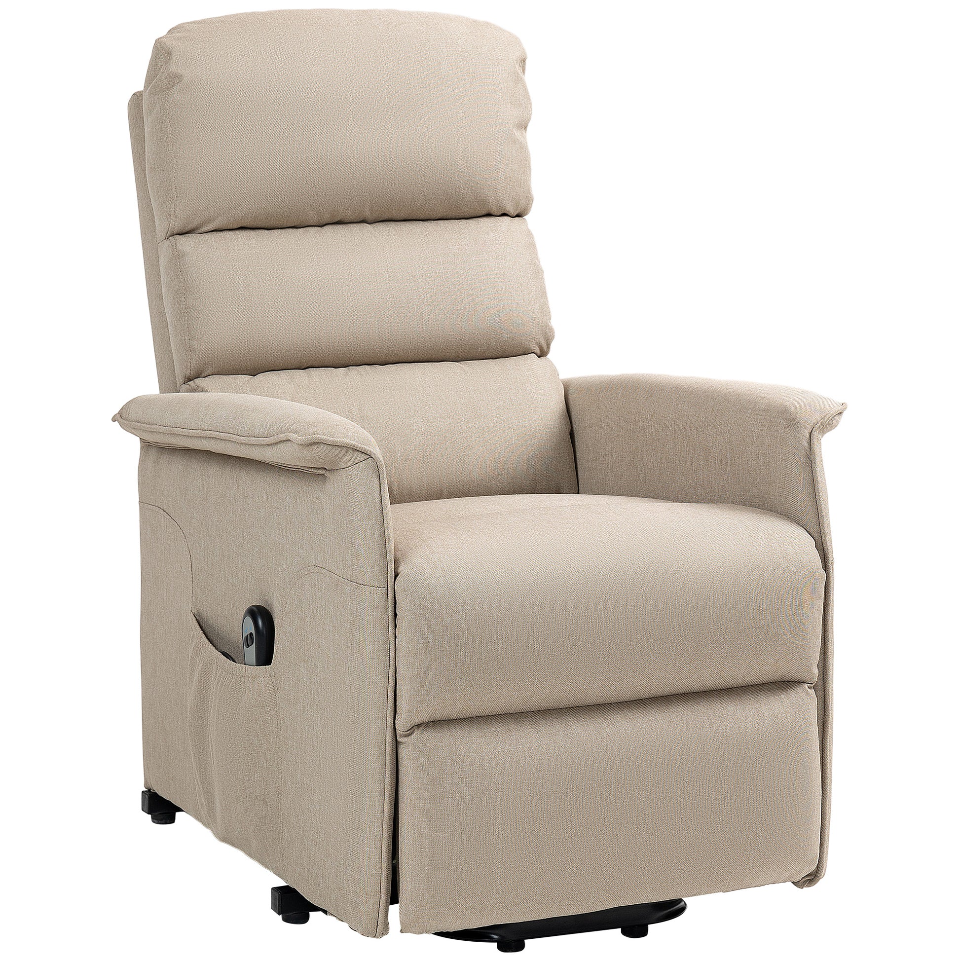 Homcom Power Lift Recliner Chair For Elderly, Easy Assembly, Fabric Lift Chair With Remote Control, Side Pockets For Living Room, Beige Beige Polyester