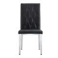 2 Piece Set Of Black Armless Dining Chairs Brings A Touch Of Elegance And Mystery To The Dining Area With Its Deep Black Tone,The Grid And Buckle Design Of The Back Add A Vintage Yet Fashionable Touch Black Set Of 2 Pu