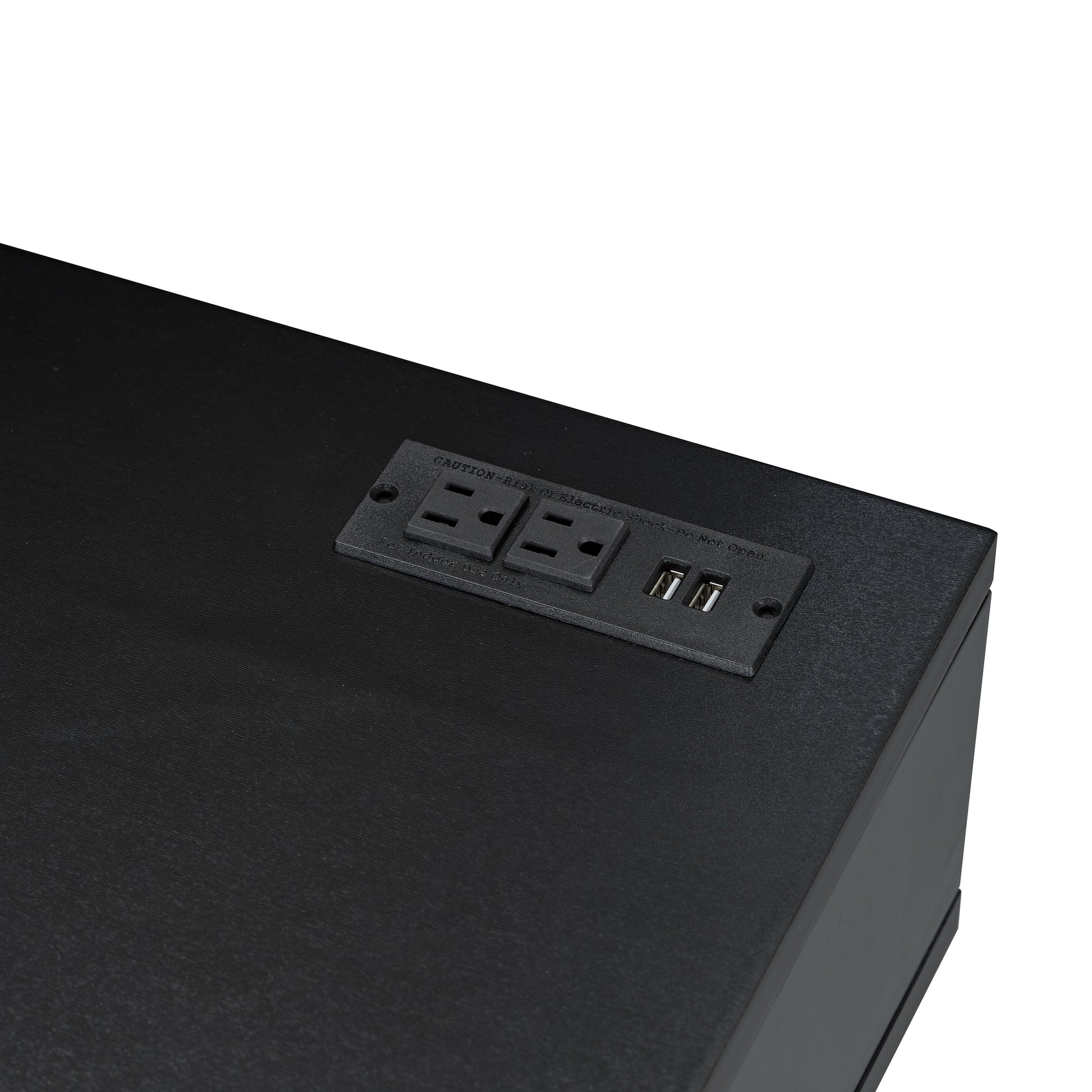 39" Retro Bohemian Style Wooden Makeup Vanity Set With Charging Plug&Usb Port And Stool, Dressing Table With 3 Storage Drawers And 1 Rectangular Rattan Drawer, Black Black 4 Drawers Wood