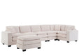 Modern U Shaped 6 Seat Sectional Sofa Couch With One Ottoman And Three Toss Pillows ,Modular Sofa For Living Room,Corduroy Sofa White Corduroy 7 Seat