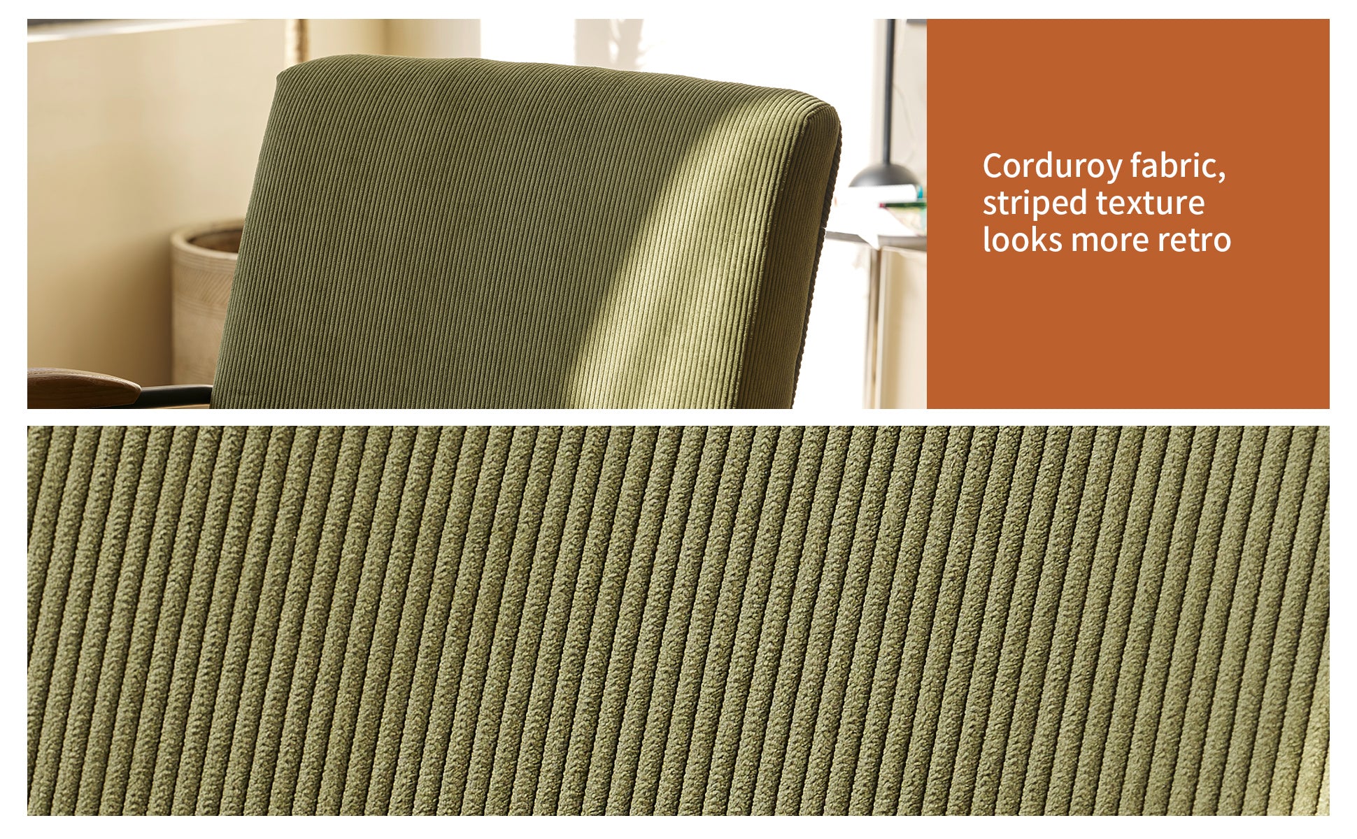 Pattern Colorful Fabric Armchair, Modern Accent Chair High Back, Living Room Chairs With Metal Legs And Soft Padded, Sofa Chairs For Home Office,Bedroom,Dining Room Green Corduroy