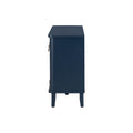 Simple And Atmospheric Solid Wood Veneer Fraxinus Mandschuric Cabinet With Three Acacia Solid Doors,Adjustable, Suitable For Study, Corridors,And Entrances. Navy Blue Mdf