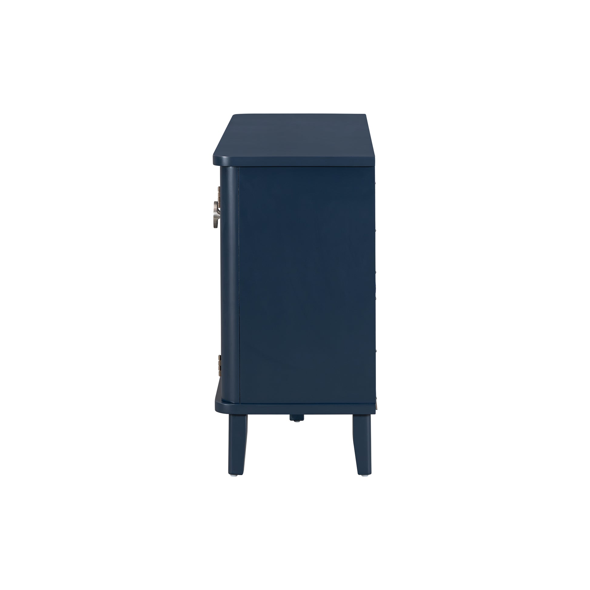 Simple And Atmospheric Solid Wood Veneer Fraxinus Mandschuric Cabinet With Three Acacia Solid Doors,Adjustable, Suitable For Study, Corridors,And Entrances. Navy Blue Mdf