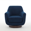 U Shaped Fully Assembled Swivel Chair Velvet Accent Chair Armchair Round Barrel Chair For Living Room Bedroom, Navy Blue Navy Blue Velvet