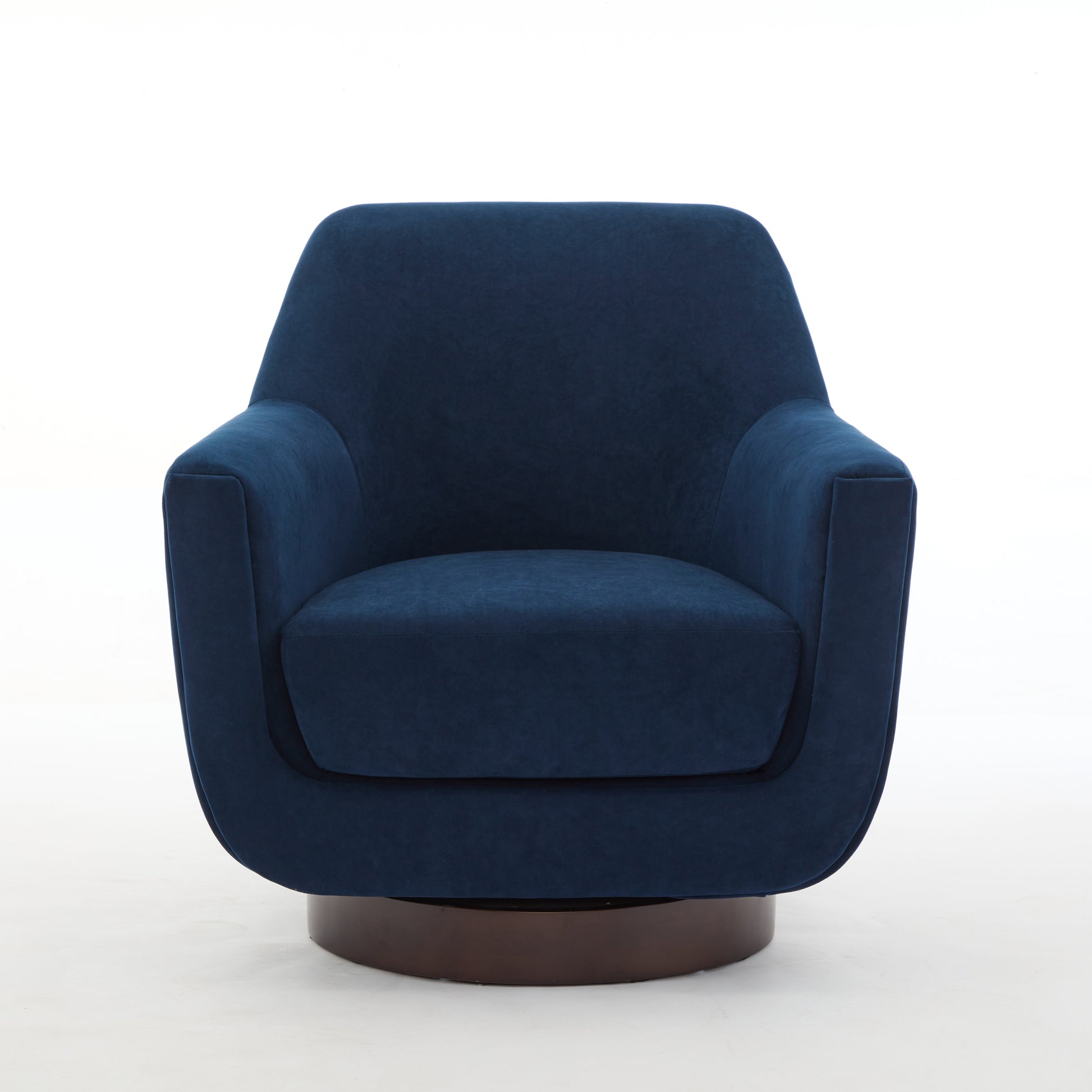 U Shaped Fully Assembled Swivel Chair Velvet Accent Chair Armchair Round Barrel Chair For Living Room Bedroom, Navy Blue Navy Blue Velvet