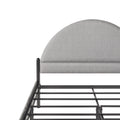 Modern Upholstered Curved Headboard Queen Bedframe Grey Queen Gray Metal Polyester