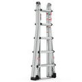 Aluminum Multi Position Ladder With Wheels, 300 Lbs Weight Rating, 22 Ft Metallic Grey Aluminium Alloy