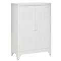 Homcom Industrial Storage Cabinet, Steel Garage Cabinet With Double Doors And Adjustable Shelves, White White Metal