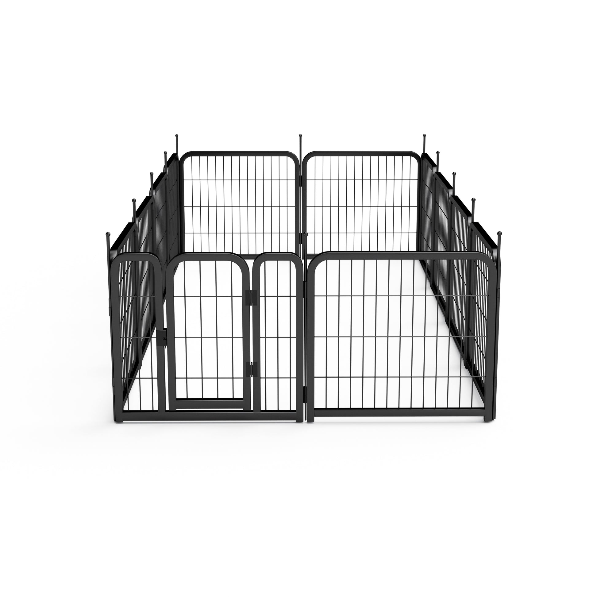 Dog Playpen Outdoor, 12 Panel Dog Fence 24" Pet Pen For Small Dogs Pet Exercise Pen For Puppy Rabbit Small Animals Portable Playpen For Rv Camping Garden Yard, Indoor. Black, 22.2'' W X 23.6'' H. Black Iron