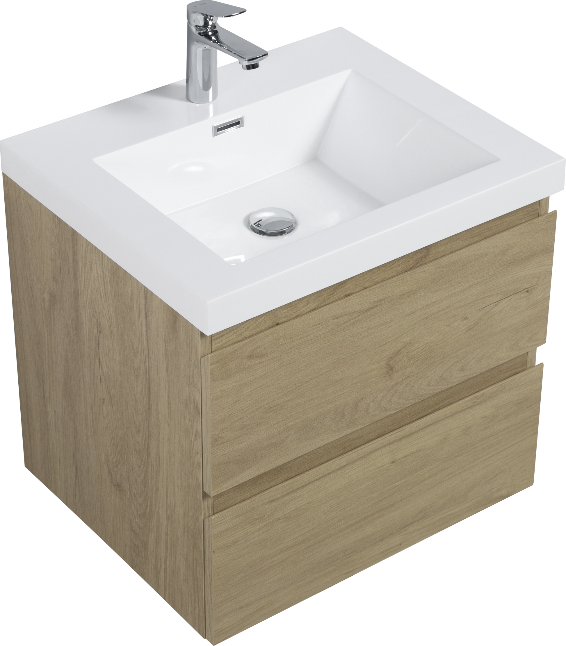 24" Floating Bathroom Vanity With Sink, Modern Wall Mounted Bathroom Storage Vanity Cabinet With Resin Top Basin And Soft Close Drawers, Natural Oak 24V11 24No 2 Oak Bathroom Wall Mounted Melamine