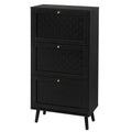 3 Door Shoe Rack, Freestanding Modern Shoe Storage Cabinet, For Entryway Black Mdf