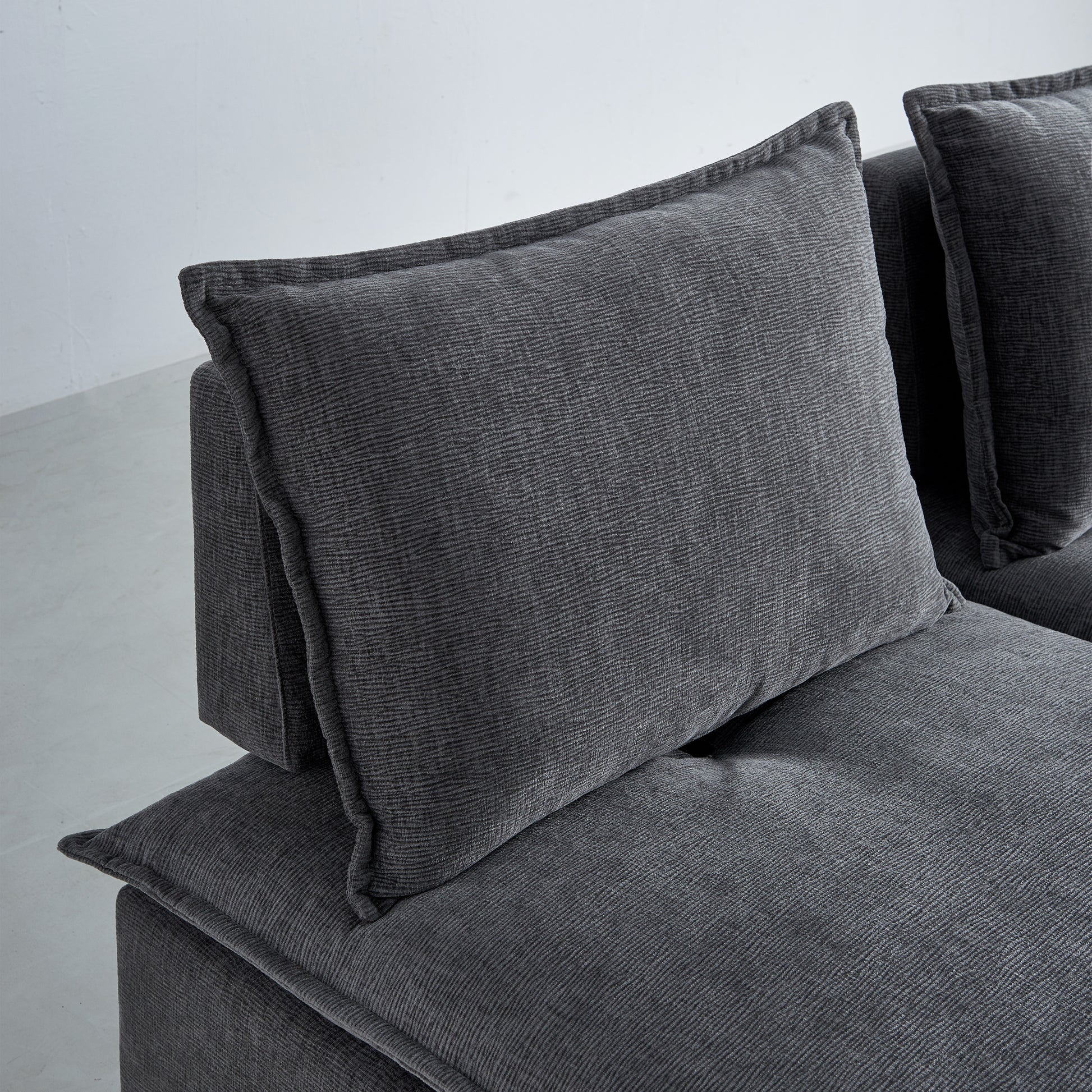 Modern Armless L Shaped Sectional Sofa Couch With Ottoman Modular Design, Durable Construction, Easy Care Upholstery For Living Room, Apartment, Office, Small Space Gray Wood Medium Soft Chenille 4 Seat