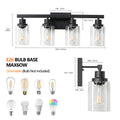 Same As W1340P197620 L001010 B4 4 Lights Farmhouse Vanity Lights Fixture Rustic Bathroom Light Fixture Bathroom Sconce Without Bulbs Black Glass Iron