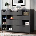 Shoe Storage Cabinet For Entryway With Drawers And Shelves, Modern Shoe Organizer Cabinet, Free Standing Shoe Rack For Hallway, Living Room Black Mdf