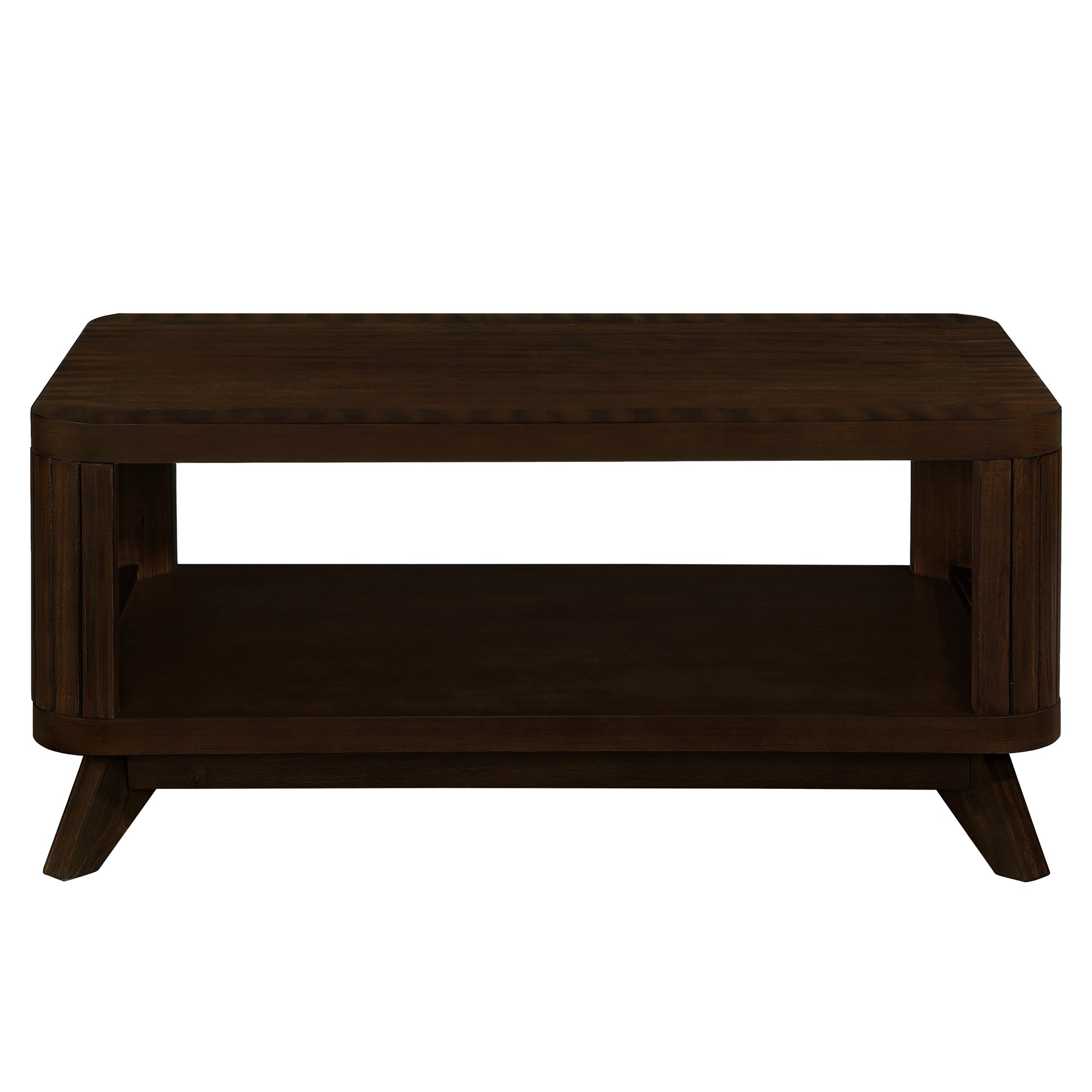 Rectangular Wood Coffee Table For Living Room, 41.5 Inch Coffee Table With Solid Wood Legs, Wood Center Table Tea Table With Open Storage Shelf. Easy Assembly, Espresso Espresso Primary Living Space Coffee & End Tables Pine