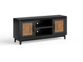 Ventura 65 Inch Tv Stand For Tvs Up To 75 Inches, No Assembly Required, Black And Bourbon Finish Black 70 79 Inches Wood Wood