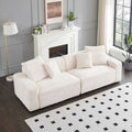 104.72 Inch 4 Seat Large Sofa With 4 Throw Pillows, Living Room Sofa Beige Corduroy Fabric Beige Corduroy 3 Seat